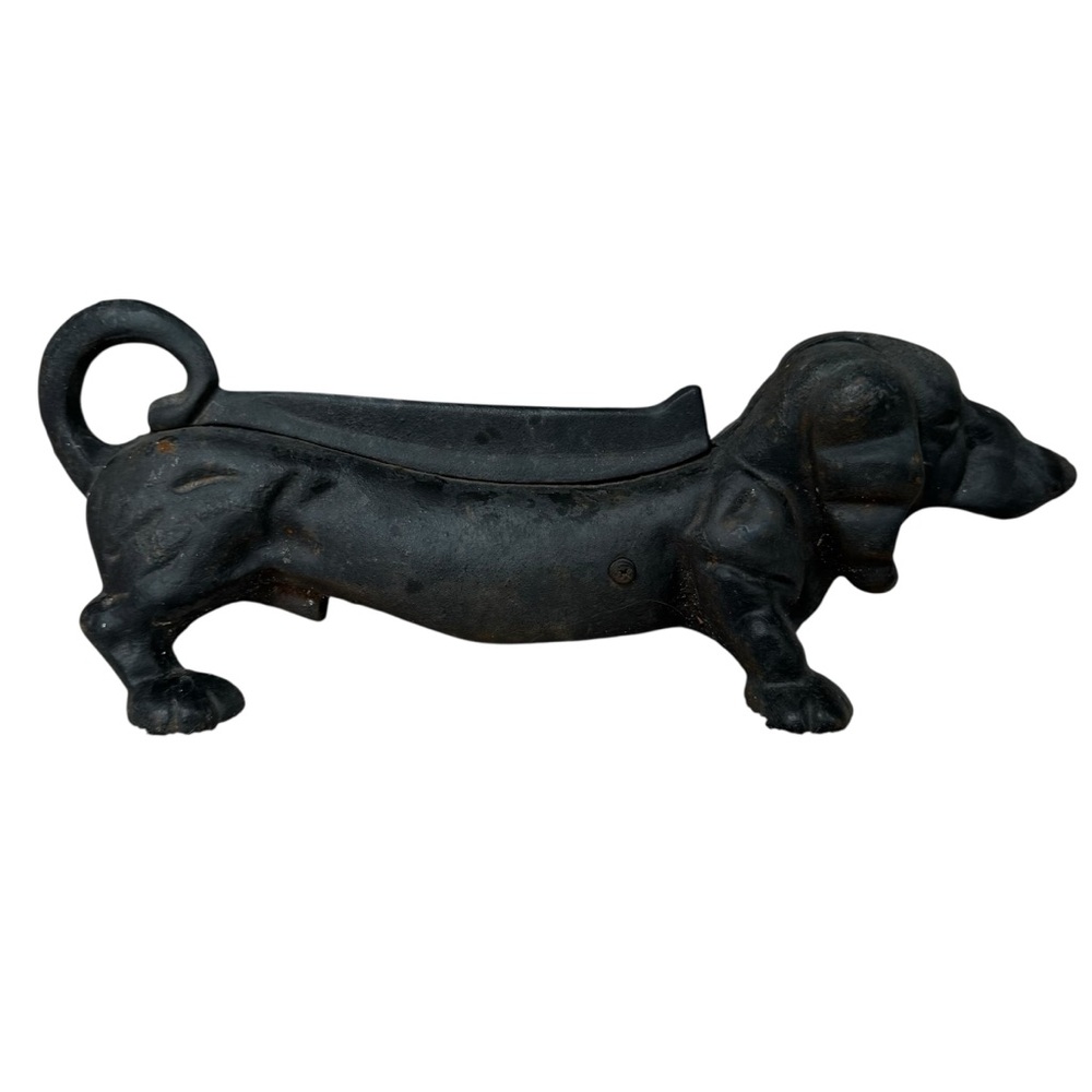 Antique Cast Iron 13.5” Dachshund Weiner Dog Boot Scraper Door Stop 1920’s